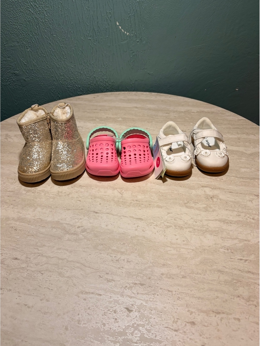 Target Girls' Shoes Bundle - Glitter Boots, Pink Clogs, and White Mary Janes - N